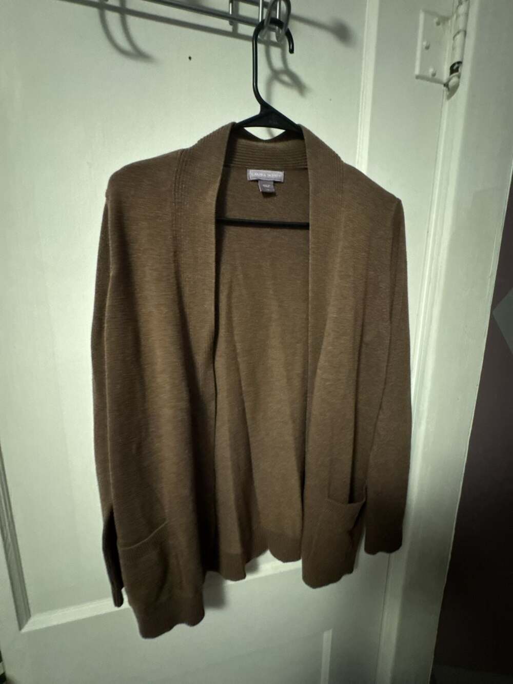 Laura Scott Brown Open Front Cardigan Size L